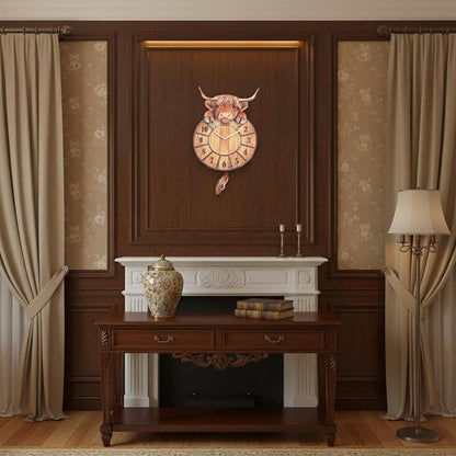 Swinging Tail Highland Cow Wall Clock