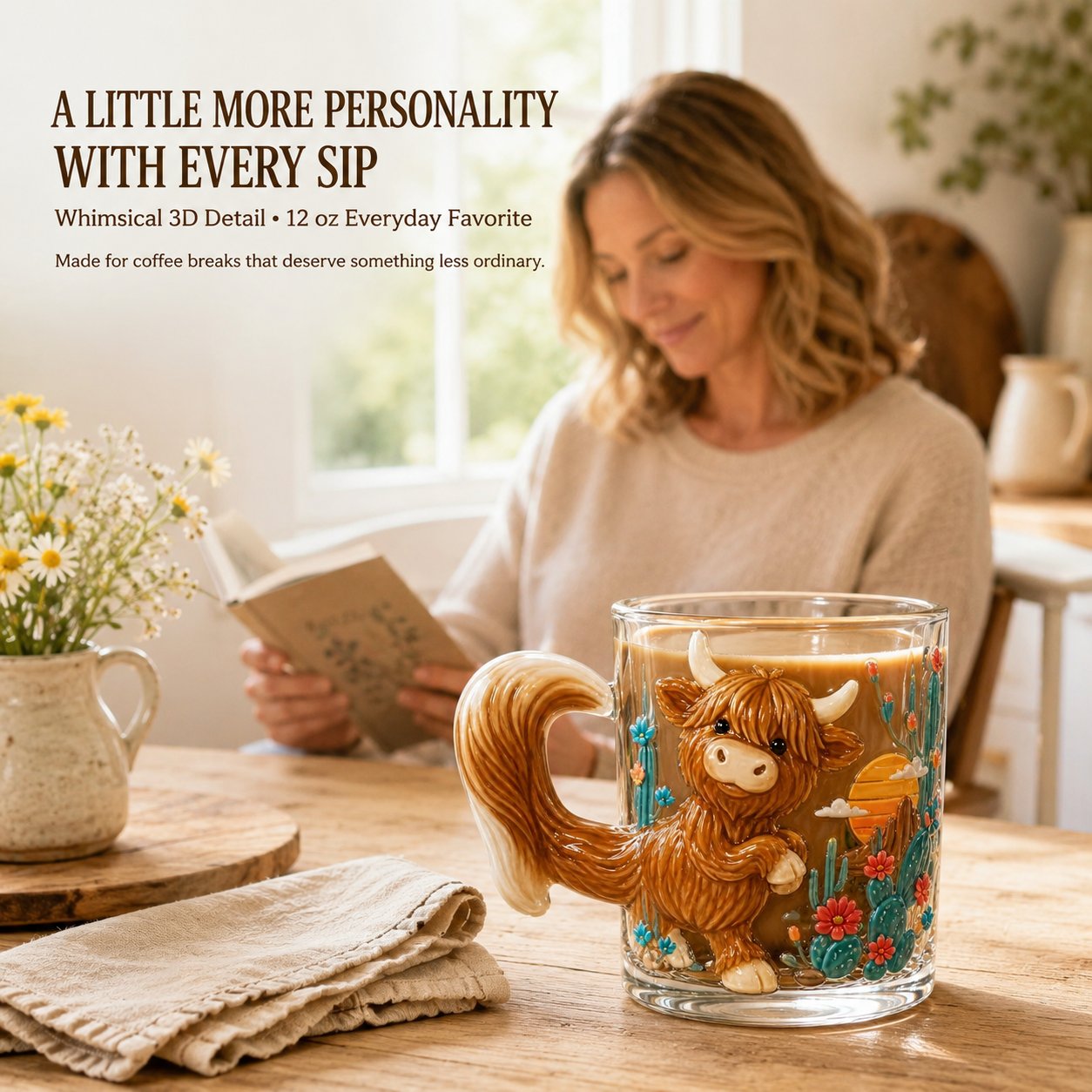 ⏳ Last Day 49% OFF – 🐾 Whimsical 3D Animal Sculpted Glass Mug Collection | 12oz Premium Clear Glass with Raised Animal Figures, Character-Specific Details & Playful Sculptural Accents ✨