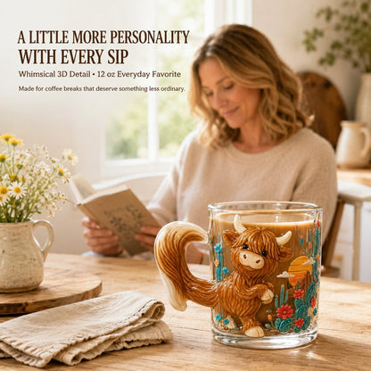 ⏳ Last Day 49% OFF – 🐾 Whimsical 3D Animal Sculpted Glass Mug Collection | 12oz Premium Clear Glass with Raised Animal Figures, Character-Specific Details & Playful Sculptural Accents ✨