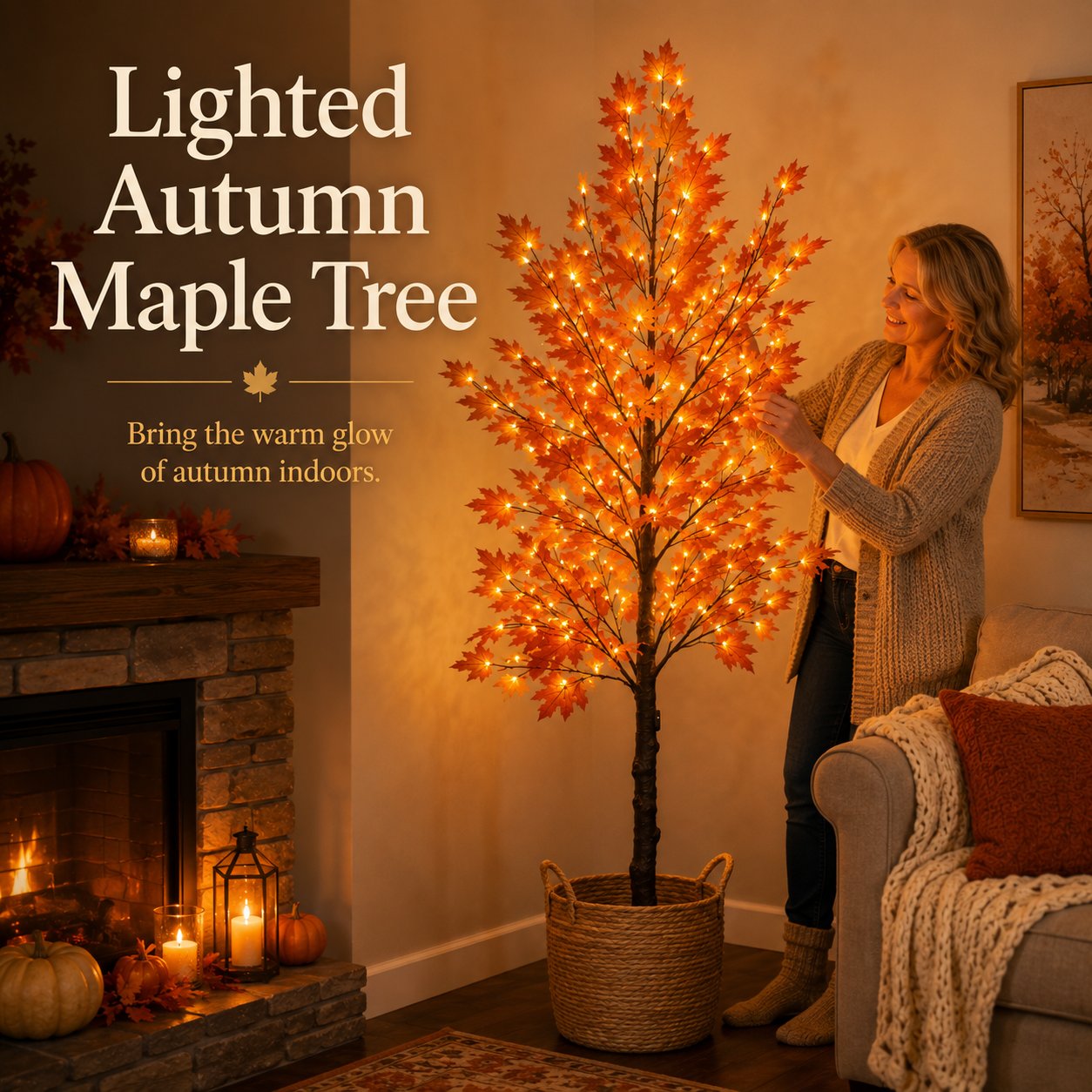 Lighted Autumn Maple Tree