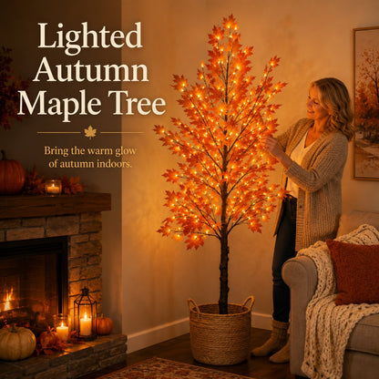 Lighted Autumn Maple Tree