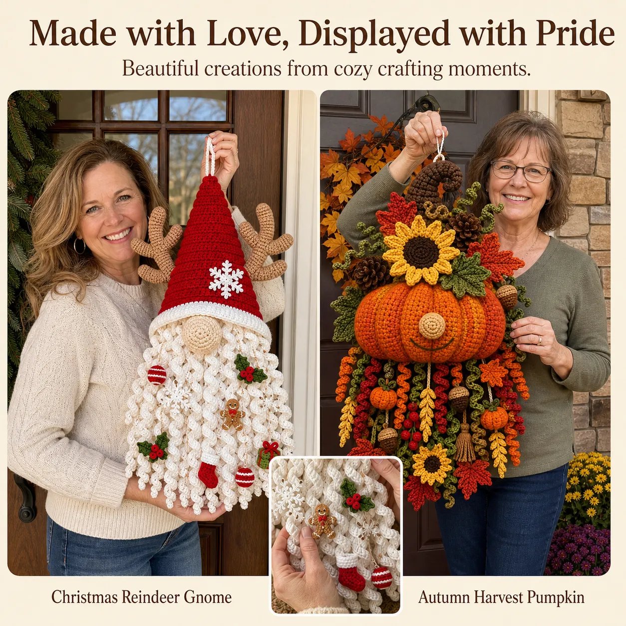 ⏳ Last Day 49% OFF – 🧶 DIY Dimensional Seasonal Crochet Door Hanger Kit Collection | Coordinated Yarn, Filling, Accessories & Step-by-Step Instructions Included 💕