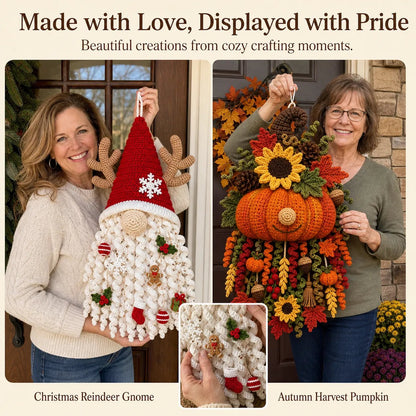 ⏳ Last Day 49% OFF – 🧶 DIY Dimensional Seasonal Crochet Door Hanger Kit Collection | Coordinated Yarn, Filling, Accessories & Step-by-Step Instructions Included 💕