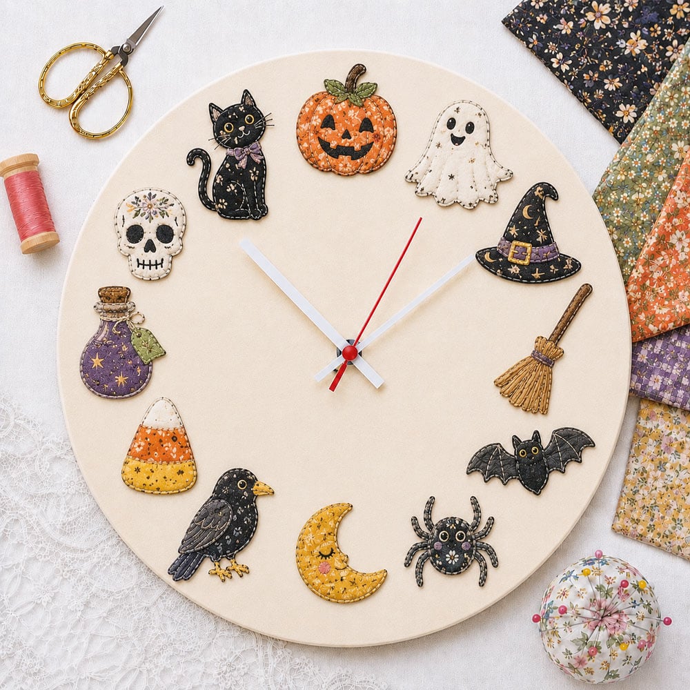 ⏳ Last Day 49% OFF – 🕒 Beginner-Friendly DIY Patchwork Fabric Clock Kit – 12-Themed Appliqué Wall Clock | Complete Kit with Coordinated Fabrics, Clock Mechanism & Step-by-Step Guide Included 💕