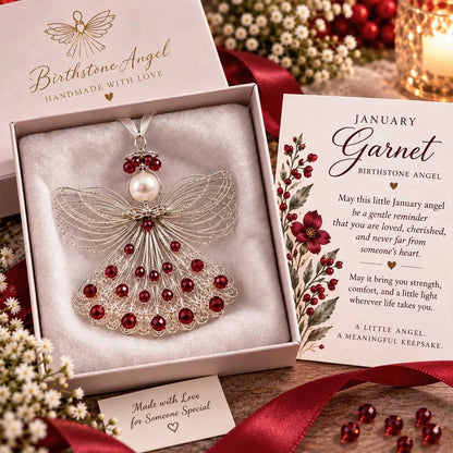 ⏳ Last Day 50% OFF – 👼Handmade Birthstone Angel Wire Ornament |12 Meaningful Birthstone Colors with Keepsake Card ✨