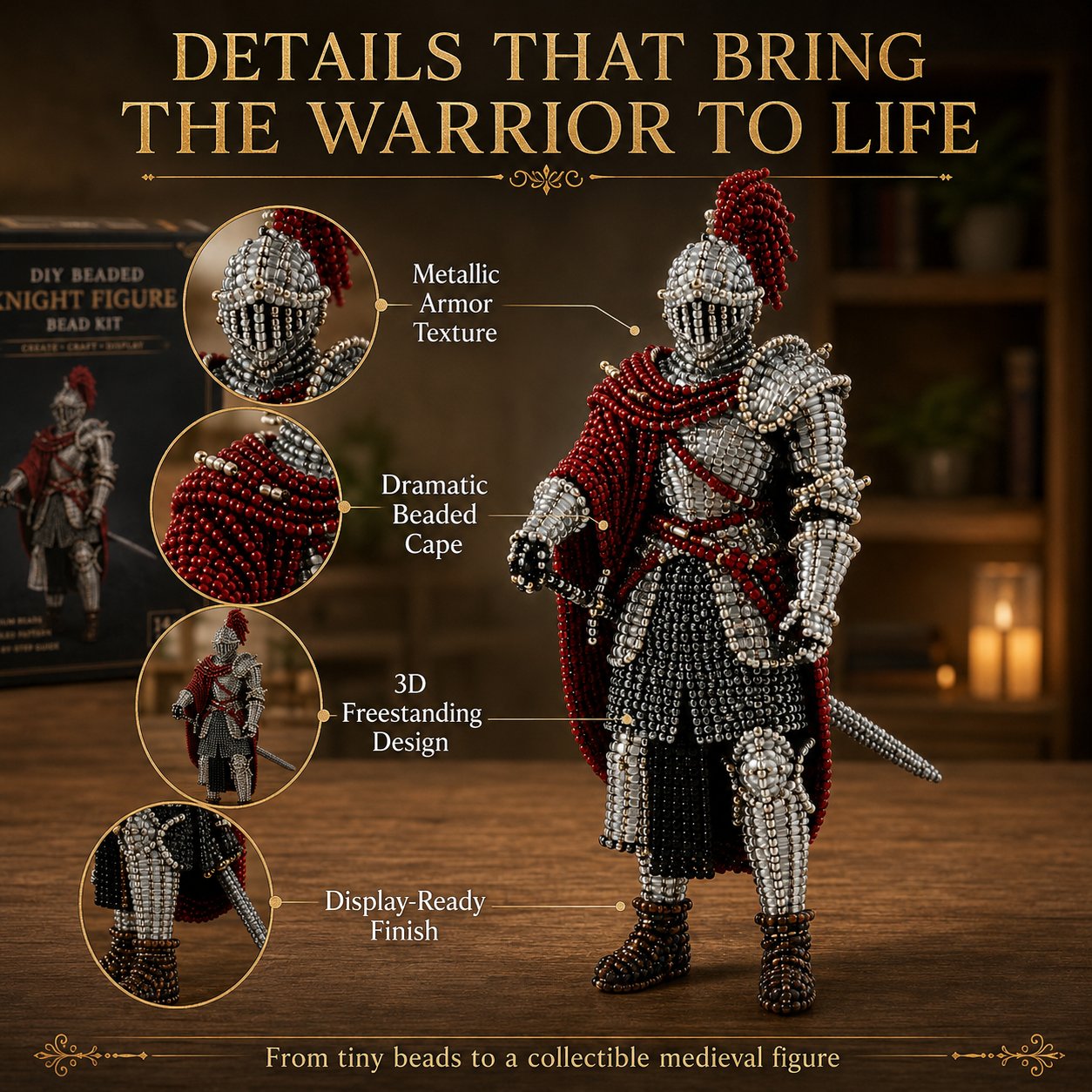 ⏳ Last Day 49% OFF – ⚔️ Beginner-Friendly DIY Legendary Medieval Knight 3D Beaded Figure Kit | Complete Kit with All Tools & Step-by-Step Guide Included 💕
