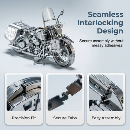 💥🏆Silver Motorcycle 3D Metal Assembly Puzzle