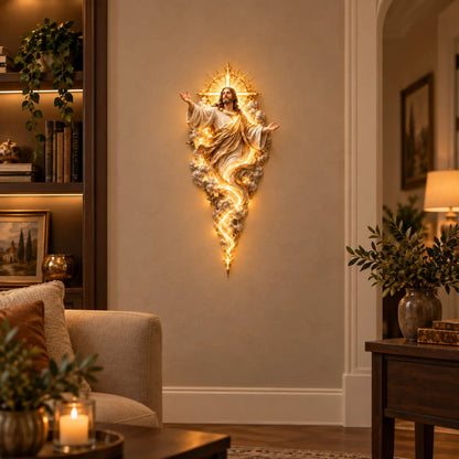 🔥✝️ Light of the World Jesus Wall Sculpture – A Radiant Symbol of Faith for the Home✝️