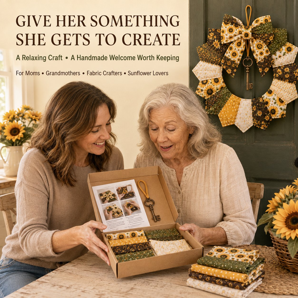 ⏳ Last Day 49% OFF – 🌿 Beginner-Friendly DIY Seasonal Patchwork Wreath Kit Collection | Complete Kit with Coordinated Fabrics, Wreath Materials & Step-by-Step Guide Included 💕