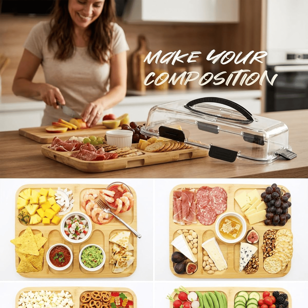 Portable Chilled Charcuterie Board with Locking Lid