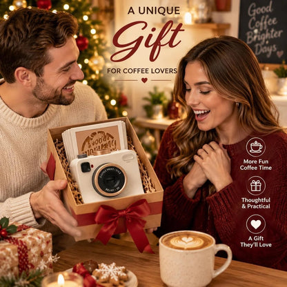 ☕📸 Camera-Style Latte Art Maker – Reusable Stencil Press