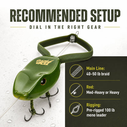 ⏳ Last Day 49% OFF – 🐸 Top Frog 6.5" Pre-Rigged Topwater Fishing Lure | Line-Thru Kicking-Leg Action, 1.2 oz Body & 100 lb Leader Included 🎣✨