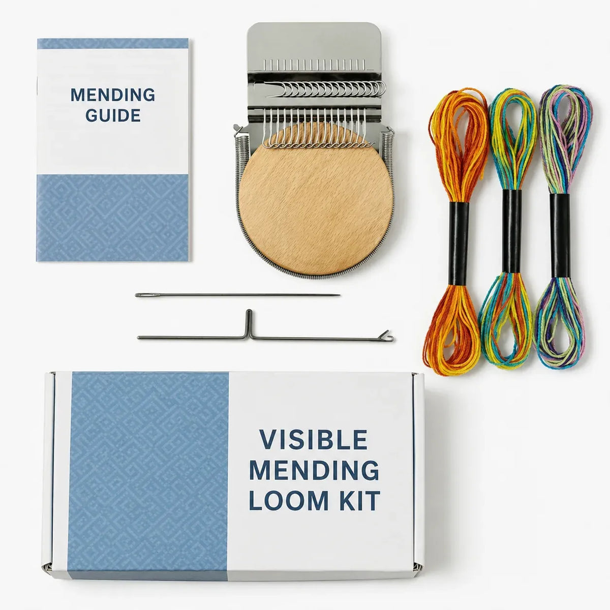 🧶Complete Visible Mending Loom Kit – 16-Hook Clothing Repair Set – Repair Sweaters, Socks & Denim