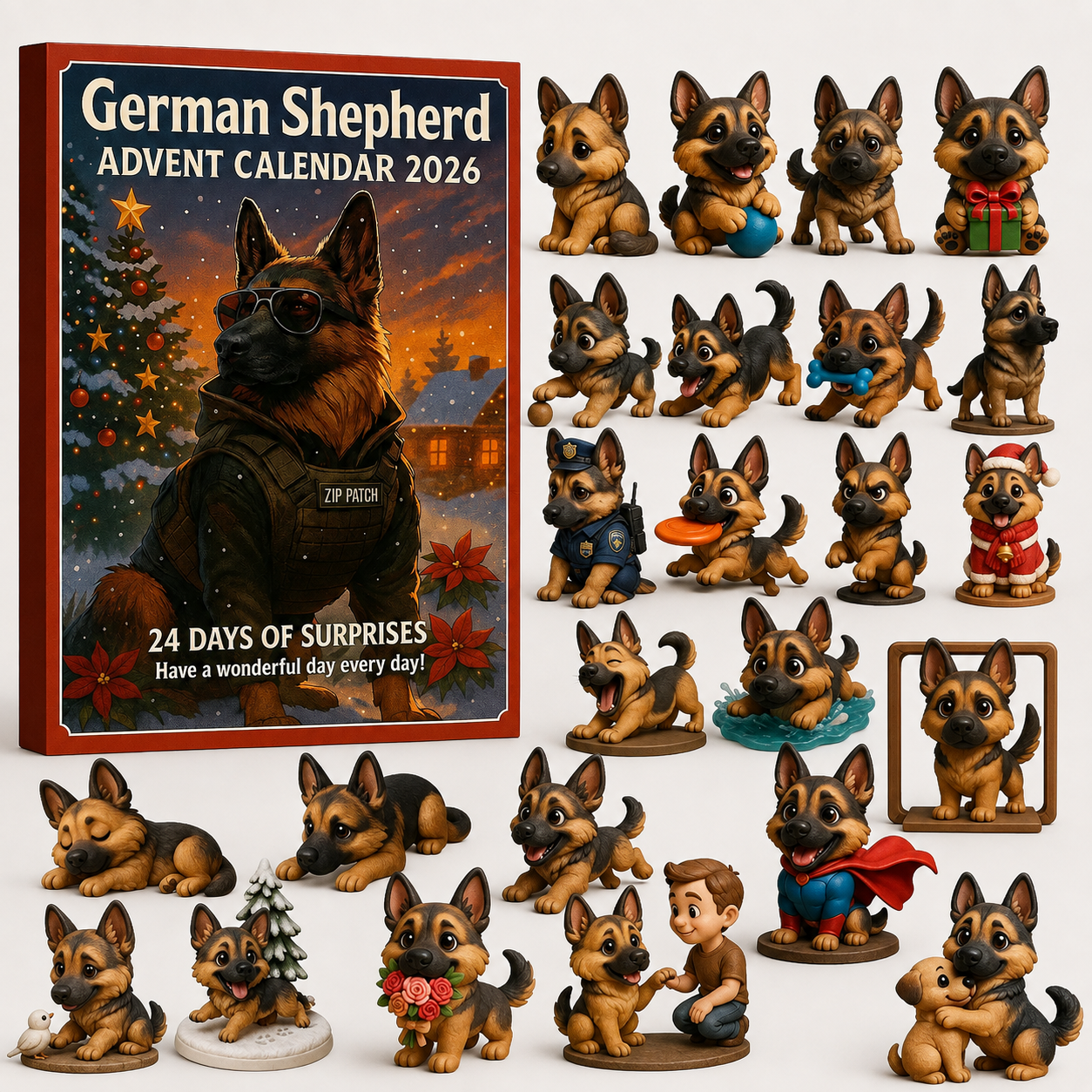 German Shepherd Advent Calendar 2026 – 24-Day Acrylic Keepsake Countdown