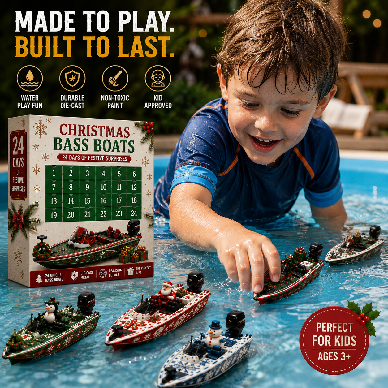 🚤24-Day Bass Boat Advent Calendar – Christmas & Halloween Collectible Boat Edition