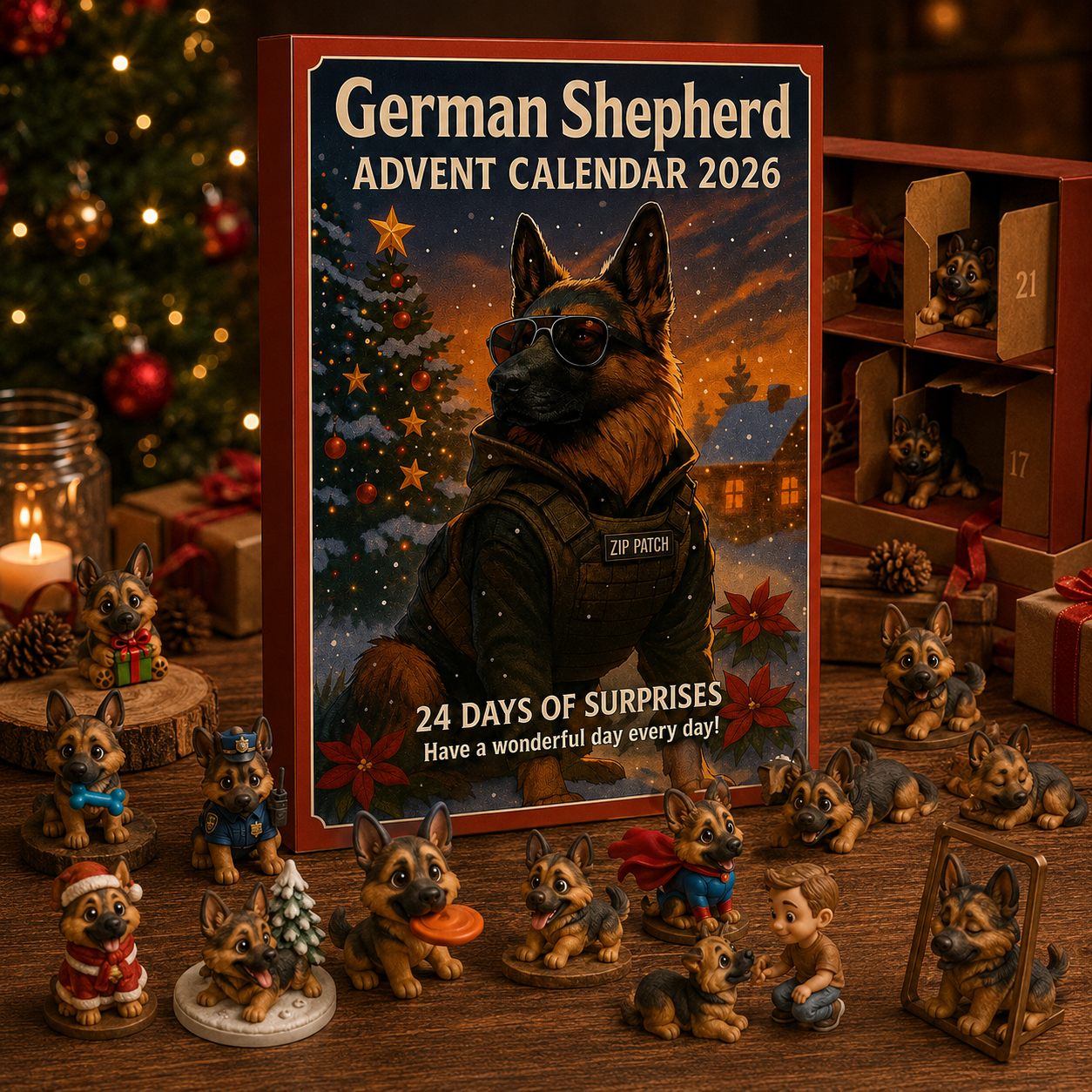 German Shepherd Advent Calendar 2026 – 24-Day Acrylic Keepsake Countdown