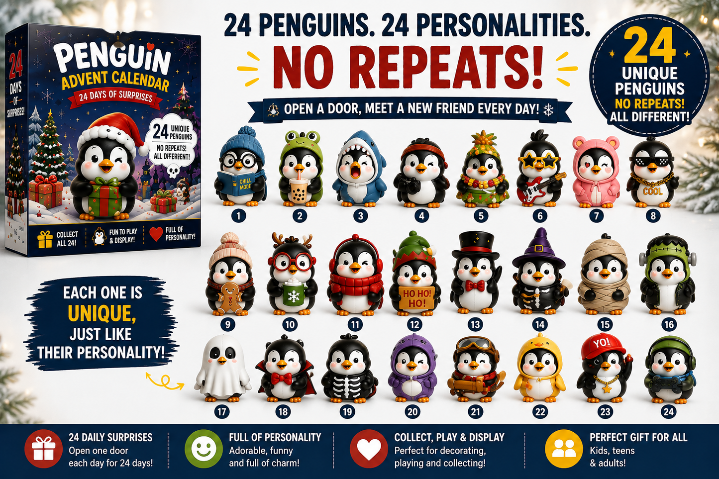 🐧 24 Days of Penguin Surprises Advent Calendar – 3 Fun Editions