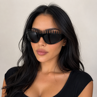 🪮 Spiky Jagged Frame Y2K Retro Oval Sunglasses🕶️