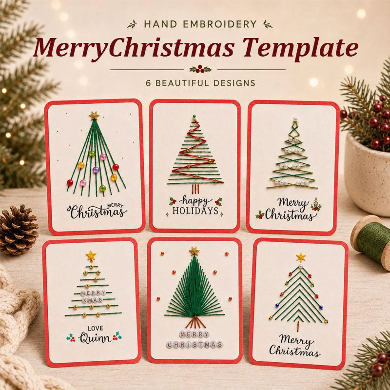 Christmas String Art Greeting Card DIY Kit – 6-Piece Stitching Set