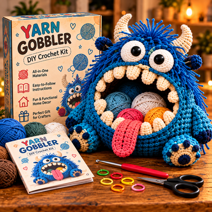 🧶👾 Yarn Gobbler™ – DIY Crochet Monster Yarn Holder Kit Collection
