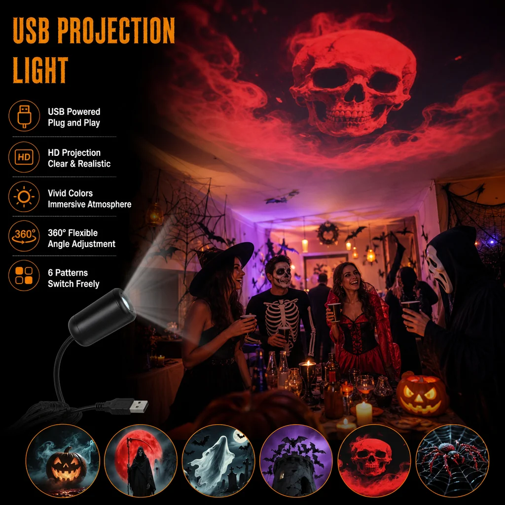 🔥LAST DAY 49% OFF👻Plug-&-Play HD Star Projector: Halloween 6-Disc Set