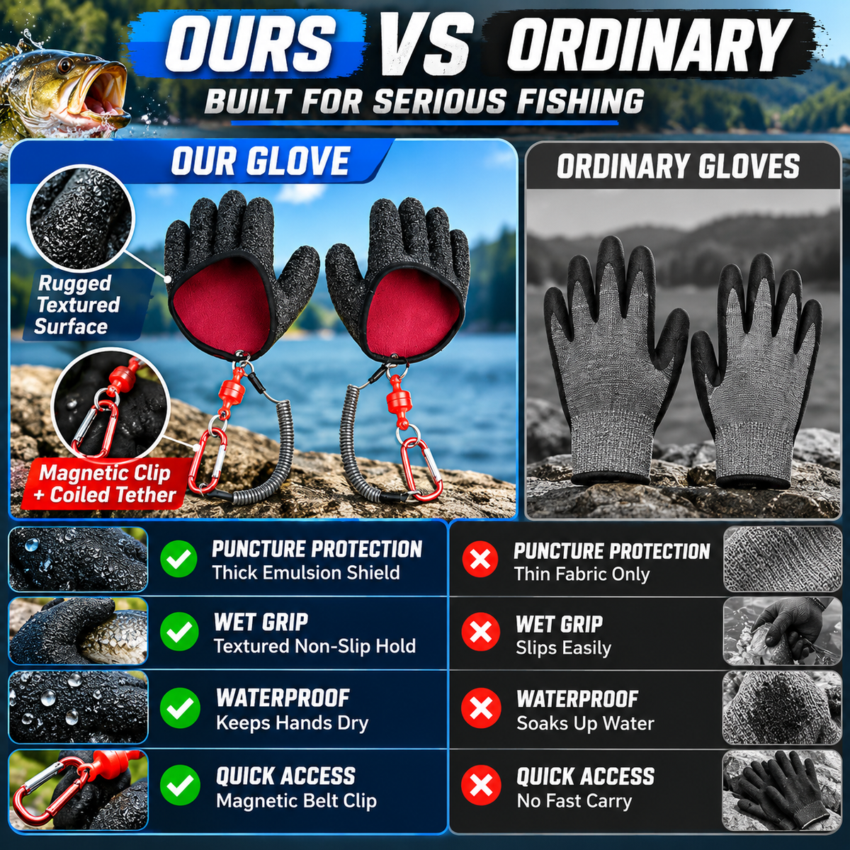 Pro Waterproof & Anti-Slip Fishing Glove for Secure Catch 🎣