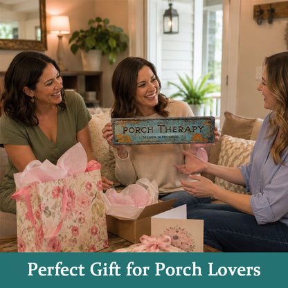 Country-style "PORCH THERAPY" Metal Sign