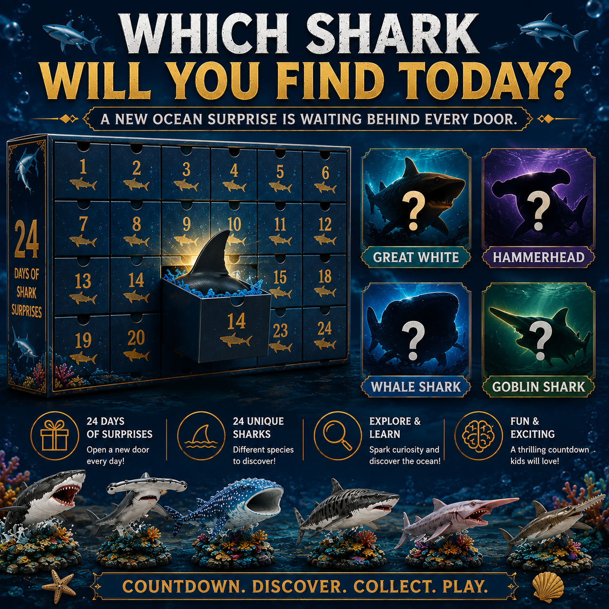 🔥50% Off Today Only-🦈 2026 Shark World Advent Calendar