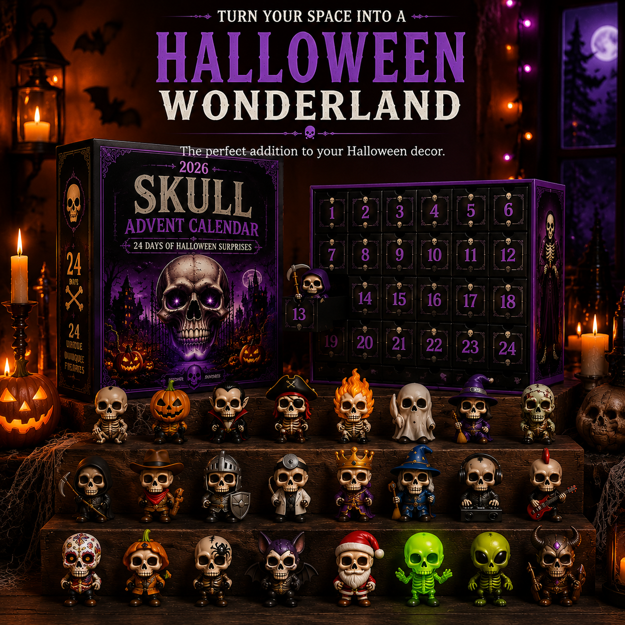 💀 Skull Advent Calendar 2026-24 Days Of Halloween Surprises