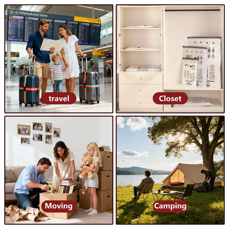 ✈️ Vacuum Compression Storage Bags Set – Pack More, Travel Lighter & Save Closet Space