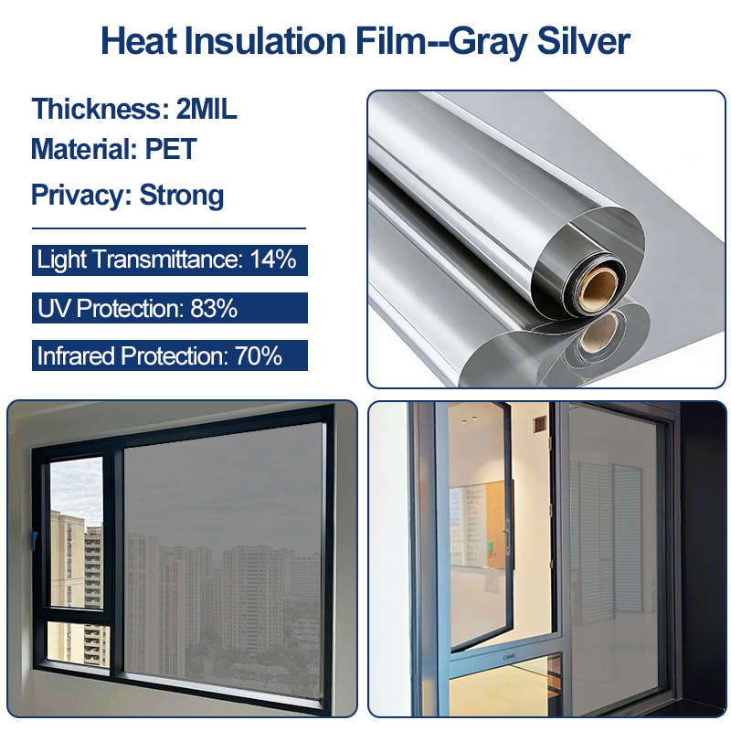 Static Cling Window Privacy Film UV Blocking Mirror Tint