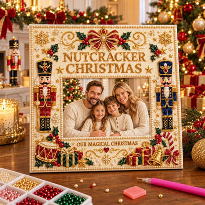 🎄 DIY Christmas Pearl & Rhinestone Photo Frame Kit | Beginner-Friendly Holiday Craft 💎