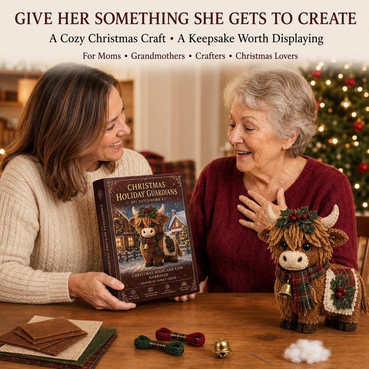 ⏳ Last Day 49% OFF – 🎄Beginner-Friendly Christmas Holiday Guardian Felt Patchwork Kit Collection | Complete Kit with Pre-Cut Felt, Embroidery Materials & Step-by-Step Guide Included 💕