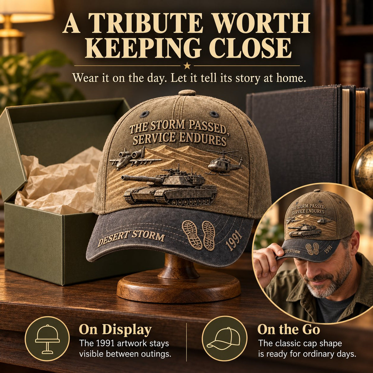 ⏳ Last Day 49% OFF – 🎖️ Desert Storm 1991 Veteran Cap | Vintage Washed Military Tribute 🧢