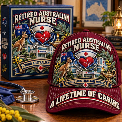 👩‍⚕️💖 “A Lifetime of Caring” Retired Australian Nurse Commemorative Cap| Cotton-Poly Blend • Detailed Embroidery • Adjustable Fit