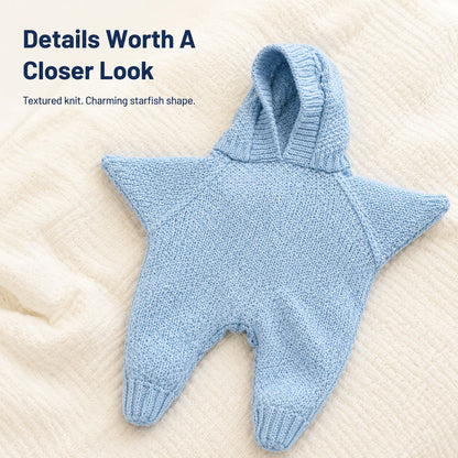 🔥HOT SALE🔥⭐Baby Starfish Knitted Romper – Cute Hooded One