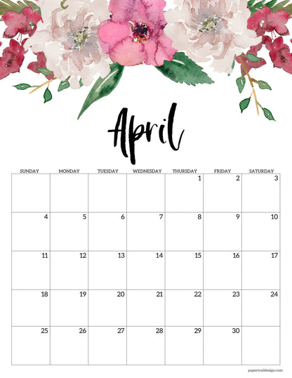 🌸 2027 Floral Calendar