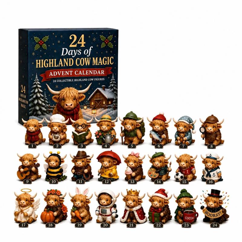 Highland Cow Advent Calendar – 24 Miniature Characters