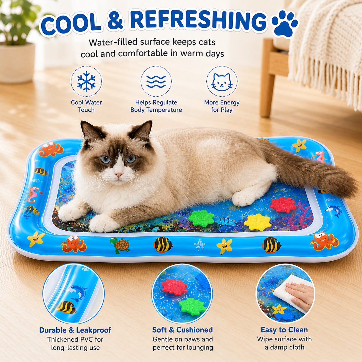 Buy 2 Free Shipping-Interactive Cat Water Play Mat with Floating Fish