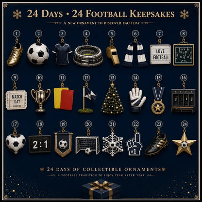 ⏳ Last Day 49% OFF – ⚽ Football Christmas Advent Calendar | 24 Collectible Acrylic Ornaments for Fans, Families & Holiday Displays 🎄