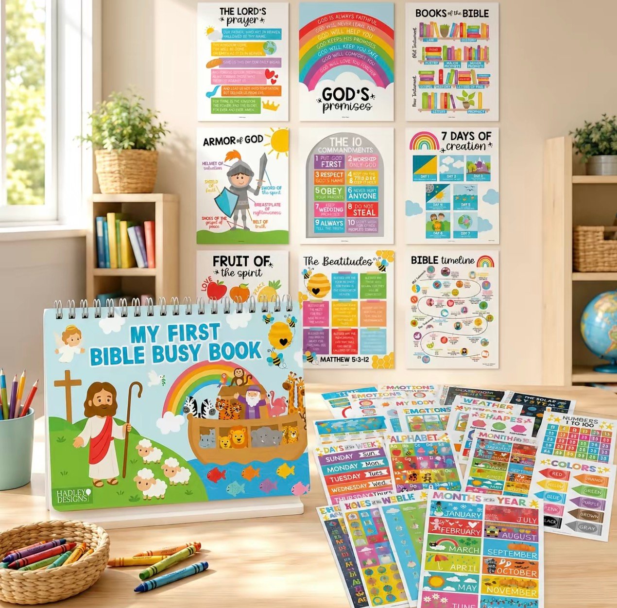✝️ Bible Busy Book for Toddlers | Montessori Christian Quiet Book with 152 Velcro Pieces & 15 Faith Activities