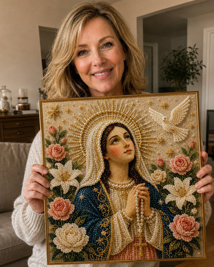 🙏New Arrivals 49% OFF-2026  Divine Pearl Bead Virgin Mary Icon – A Peaceful DIY Faith Art Gift ✨