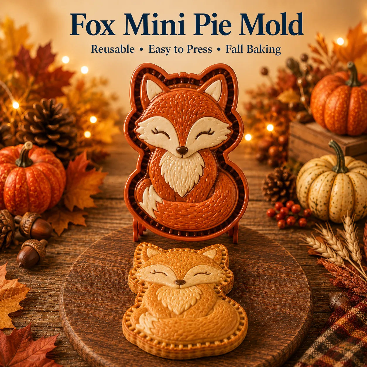 ⏳ Last Day 49% OFF – 🍂 8-Design Fall Mini Pie Mold Collection | Reusable Embossed Molds for Shaping Detailed Owl, Fox, Turkey, Pumpkin, Acorn & More 🥧✨
