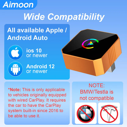 🚘2 in 1 Wireless CarPlay Adapter, Plug & Play, Fast Auto Connection, Compatible with Factory CarPlay Cars 2016+