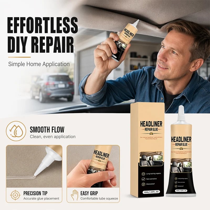 🚗 Waterproof Car Headliner Repair Glue, High Strength Adhesive for Sagging Car Ceiling & Interior