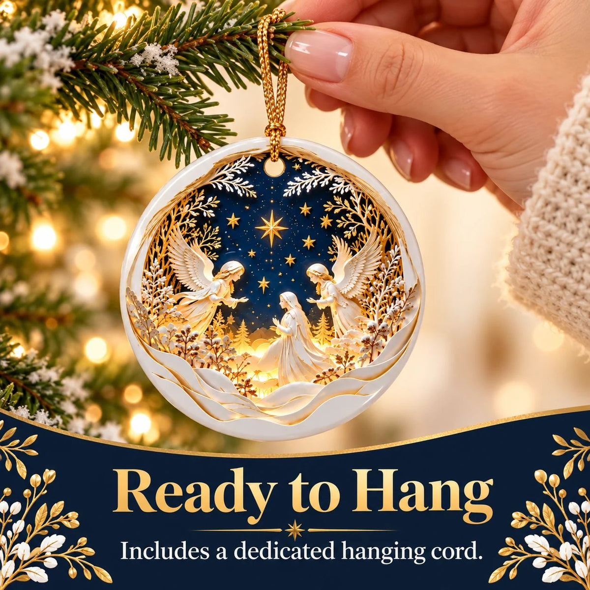 👼 Heavenly Angels 3D Christmas Ornament – A Beautiful Reminder of Faith, Peace & Love ✨❤️