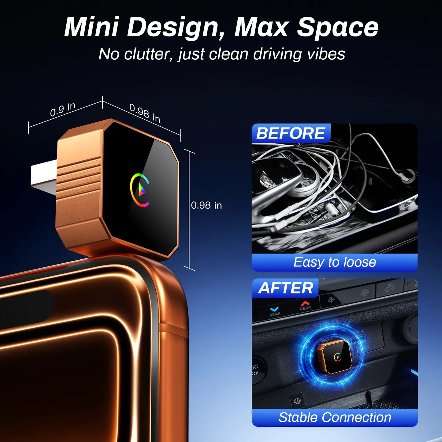 🚘2 in 1 Wireless CarPlay Adapter, Plug & Play, Fast Auto Connection, Compatible with Factory CarPlay Cars 2016+