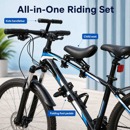 Front-Mounted Kids Bike Seat Set with Handlebar & Folding Foot Pedals