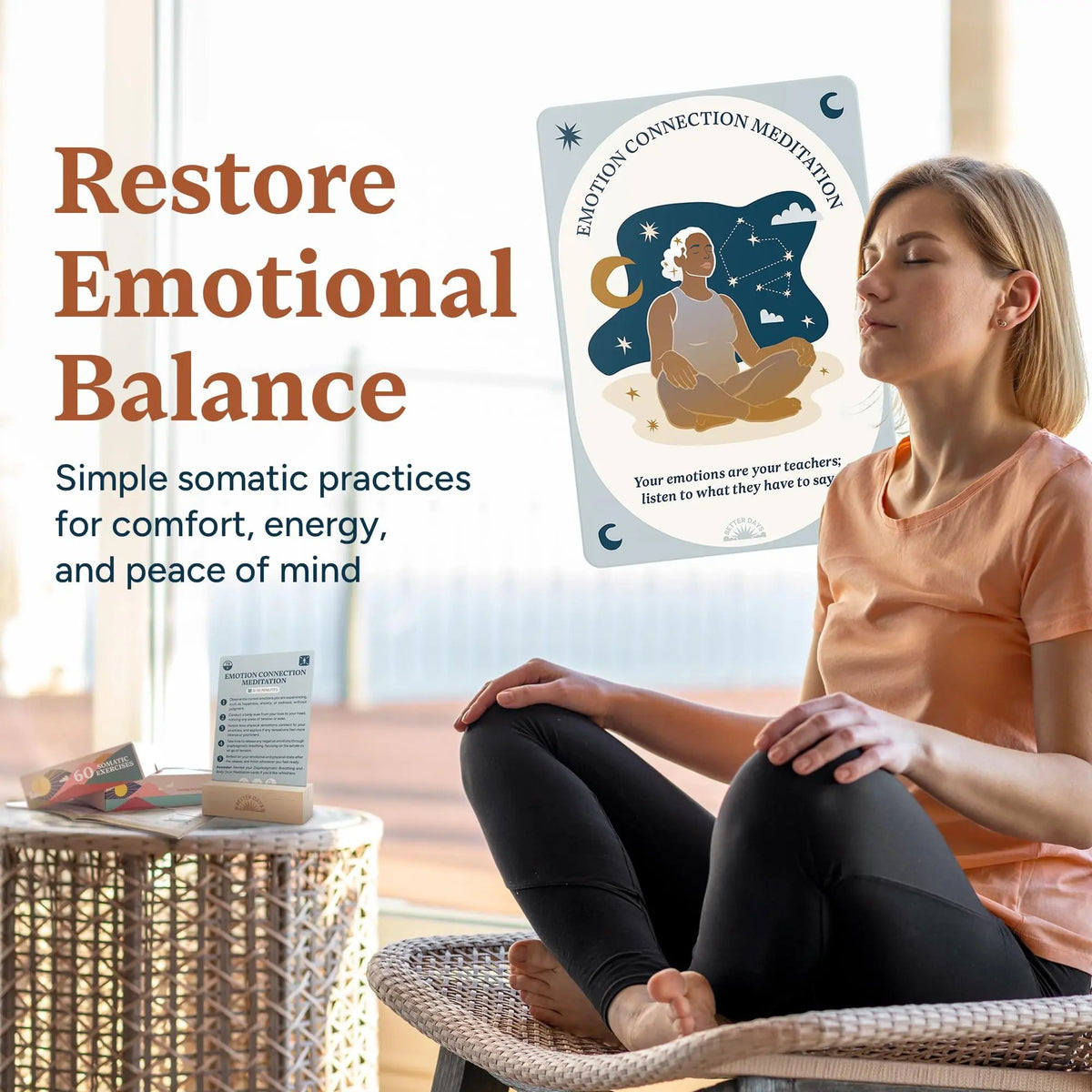 🧠🌿60 Somatic Therapy Exercise Cards-Your Nervous System Reset for Daily Calm 🥳📖 Step-by-Step Guidance - Beginner Friendly