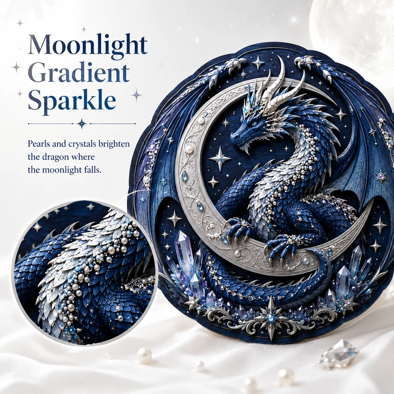 🐉 Moon Guardian Dragon 3D Wooden DIY Wall Art